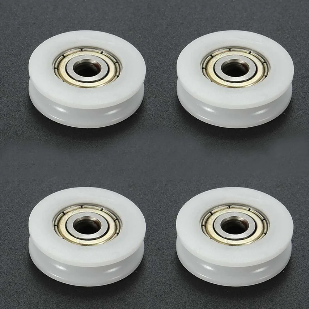 10pcs U Groove Nylon Round Pulley Ball Bearing Wheel Roller for Door Windows Shower Pulleys Drawer 3D Printer Accessories