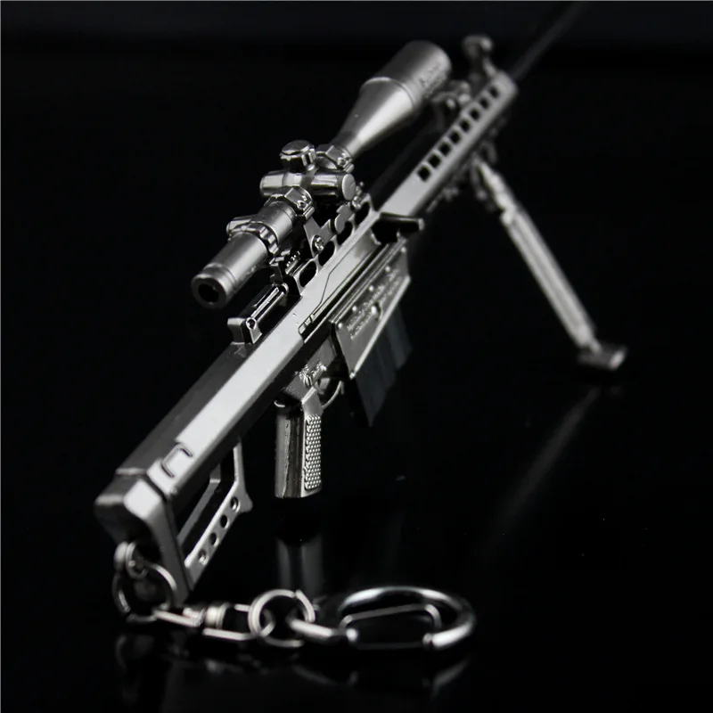 Hoge Kwaliteit Metalen Pistool Model 18Cm Barrett M82a1 Pubg Sleutelhanger Akm Qbz95 Awm 98K Legering Wapen Licht Sleutelhanger Verjaardagscadeaus Speelgoed