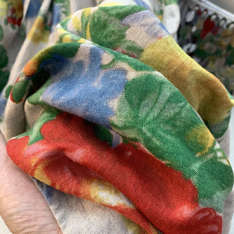 Pantaloni casual in lino di cotone da donna retrò Sle Pantaloni sottili ad arco con stampa a coltello a vita alta di nuovo modello per l'uso quotidiano