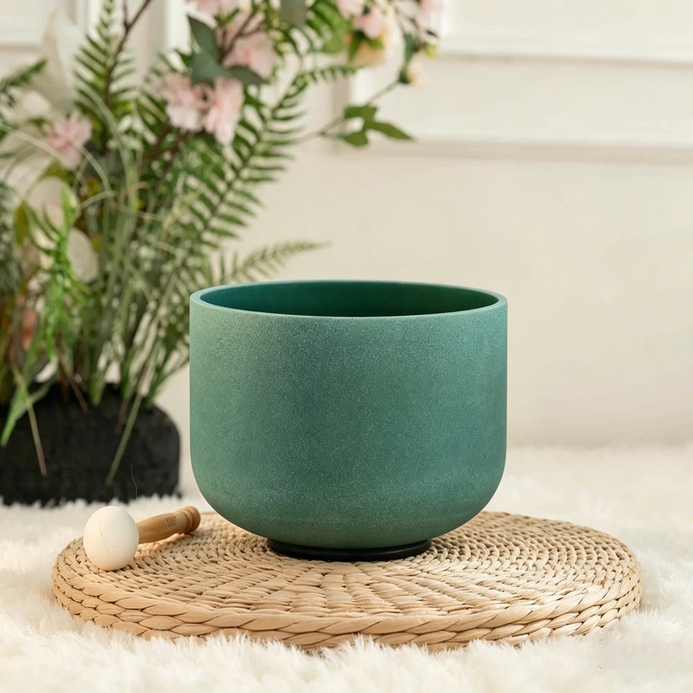 Hye-eun 8inch Gem Sound Bath Bowl 528hz C note Gemstone Fusion Crystal Singing Bowl for Yoga Meditation Sound Healing