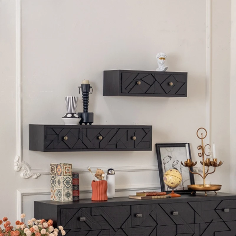 Nordic multifunctional solid wood hanging cabinets, wall shelves