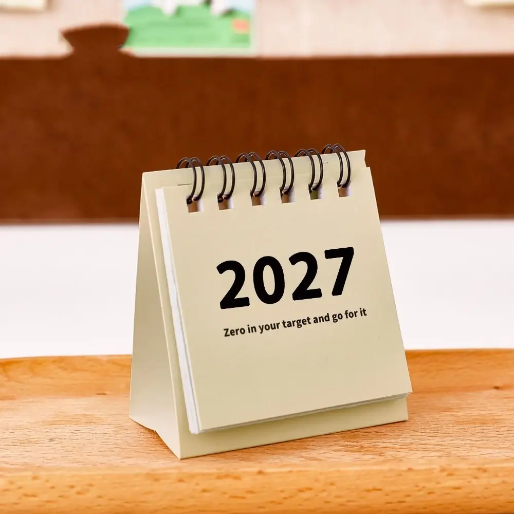 Vertical 2027 Mini Calendar Mini Thick Paper Desktop Calendar Memo Notes Freestanding Base Office Calendar Home Office