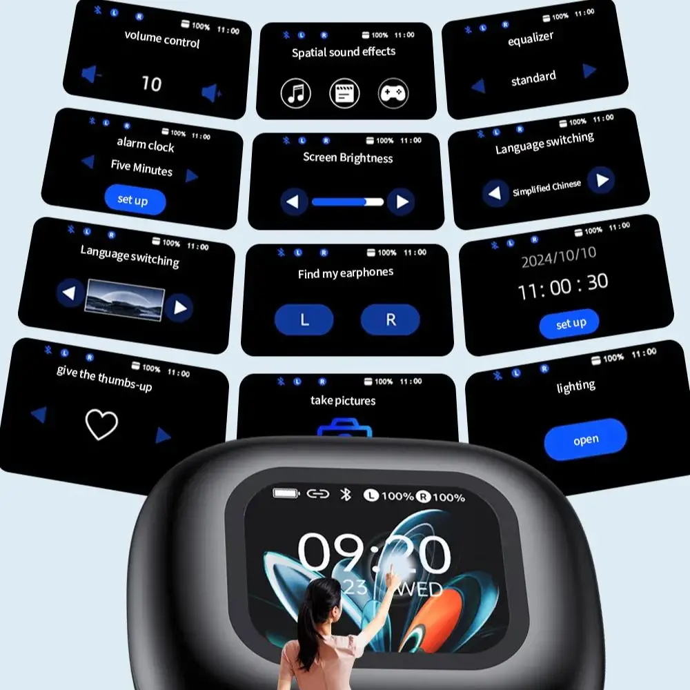 Ne27 بلوتوث V5.4 سماعات Ows سماعات بلوتوث لاسلكية Ai مترجم سماعات أذن Lcd تعمل باللمس مفتوحة الأذن