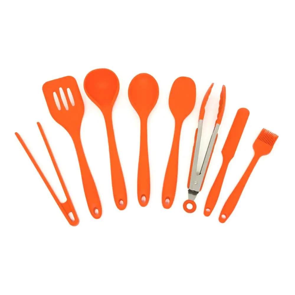 Orange-Oikos 8 Pieces Silicone Utensils Kit