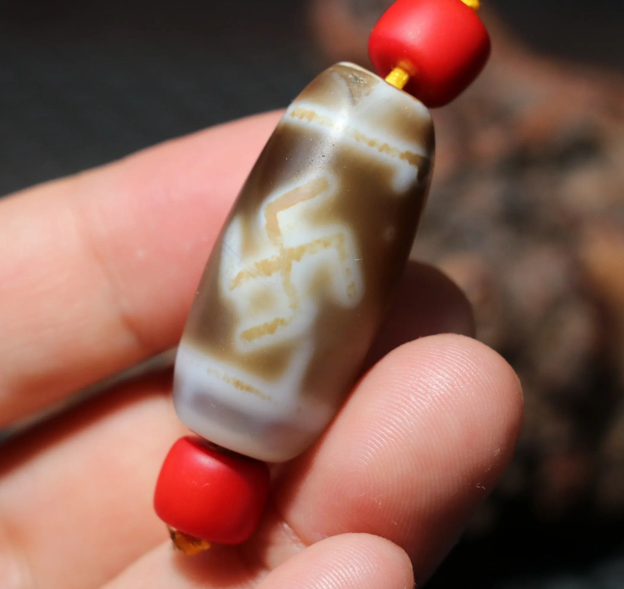 

An Ultra Energy Unique Magic Power Tibetan Old Agate Double Wanzi Swastica dZi Bead Fit For Bracelet Amulet Talisman UPD220607A4