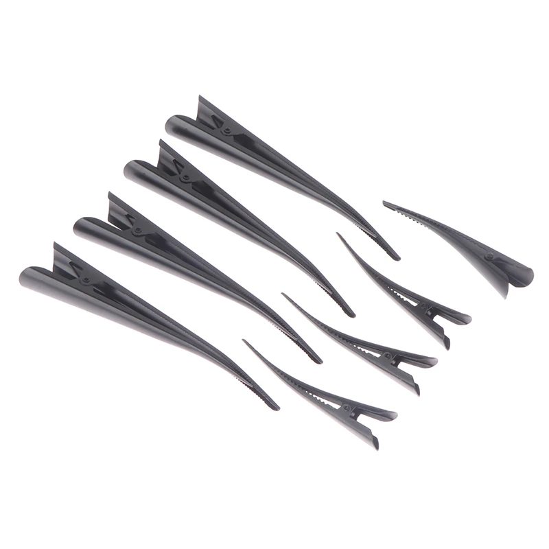 4 pçs longo metal grampos de cabelo oco flor duckbill grampos de cabelo acessórios para o cabelo pato dentes cabeleireiro salão de beleza ponta clipe preto