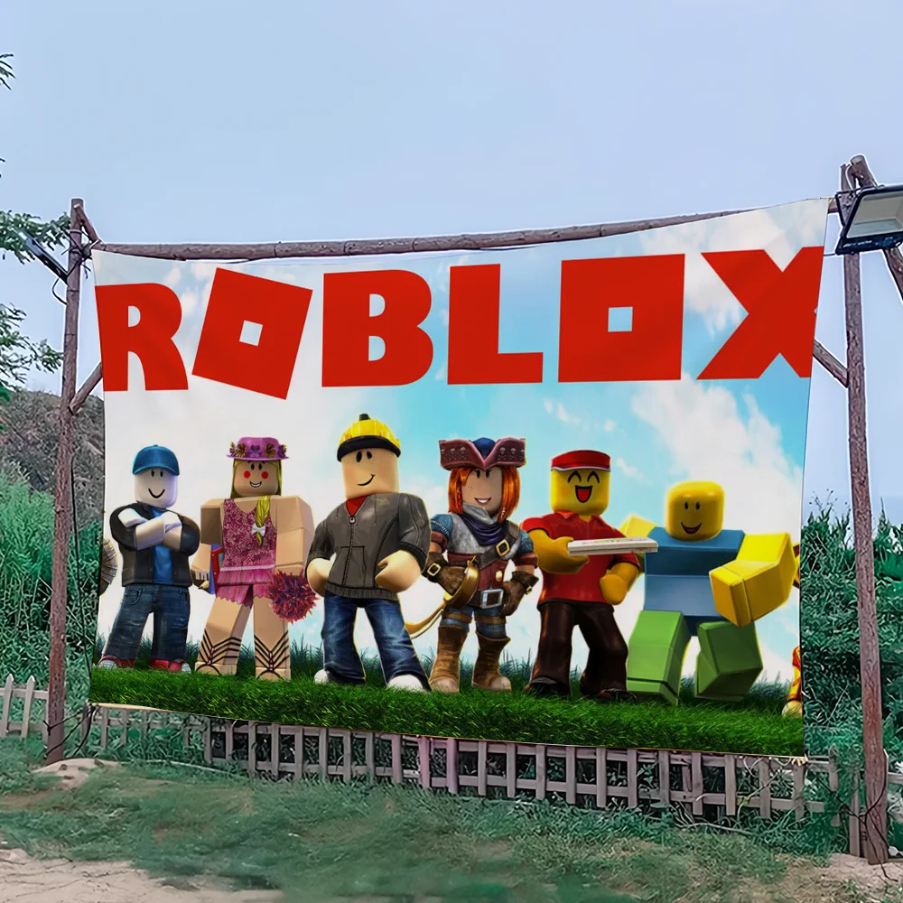 Bandera para fiesta de Picnic R-ROBLOXS, decoración artística de juegos para el hogar, pancarta para acampar al aire libre