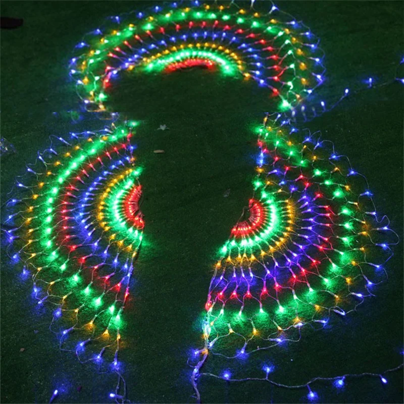 New 3M LED Peacock Mesh Curtain String Light Outdoor Garland Fairy Lights for Party Wedding Christmas New Year Garden Decoration