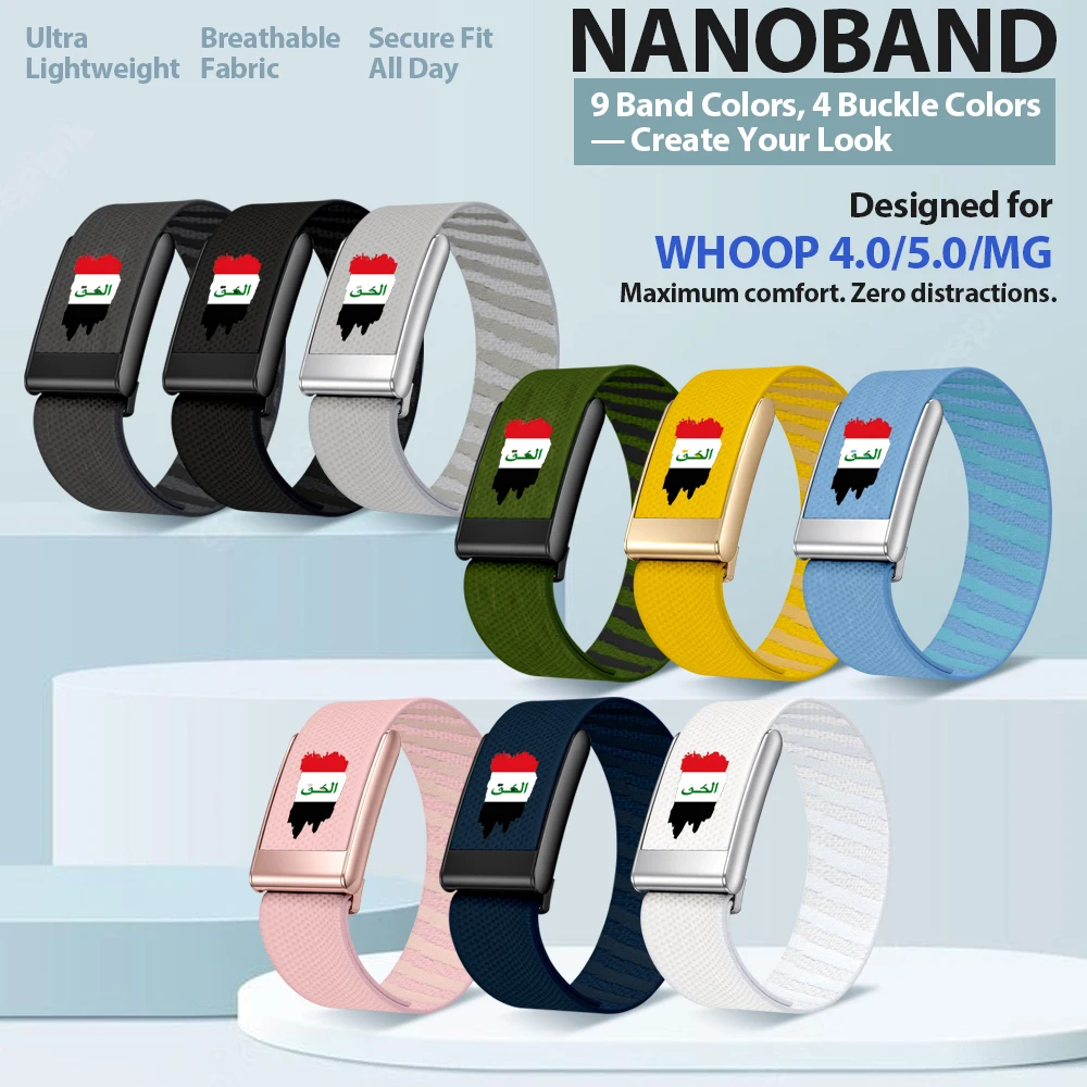 For Middle East Iraqi national flag Logo Whoop 4.0 5.0 MG Replacement Sports Wristband Band Nylon Elastic Straps Metal Frame