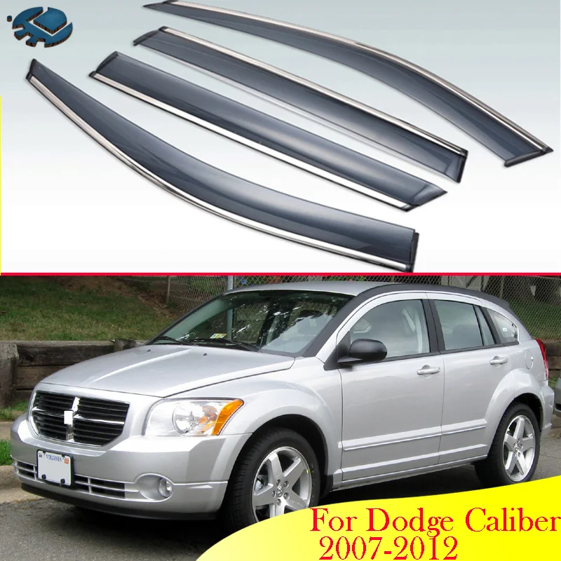 For Dodge Caliber 2007-2012 2018 2019 Car Accessories Plastic Exterior Visor Vent Shades Window Sun Rain Guard Deflector 4pcs