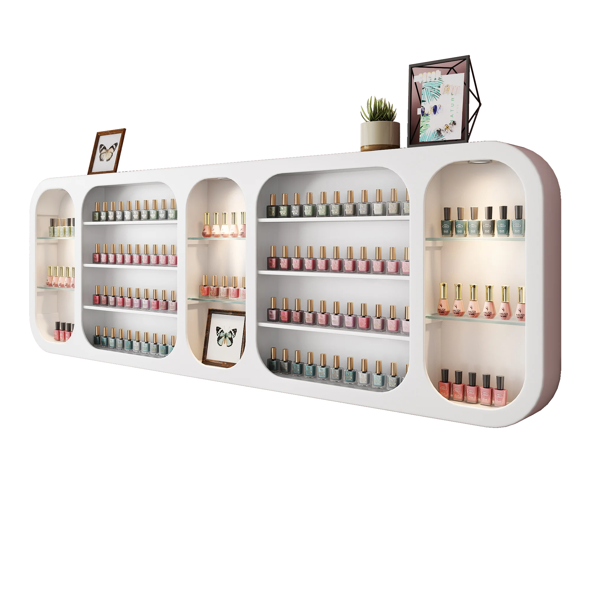 Nail shop, cosmetics, nail art display, wall cabinet, shelf nail polish, glue display shelf