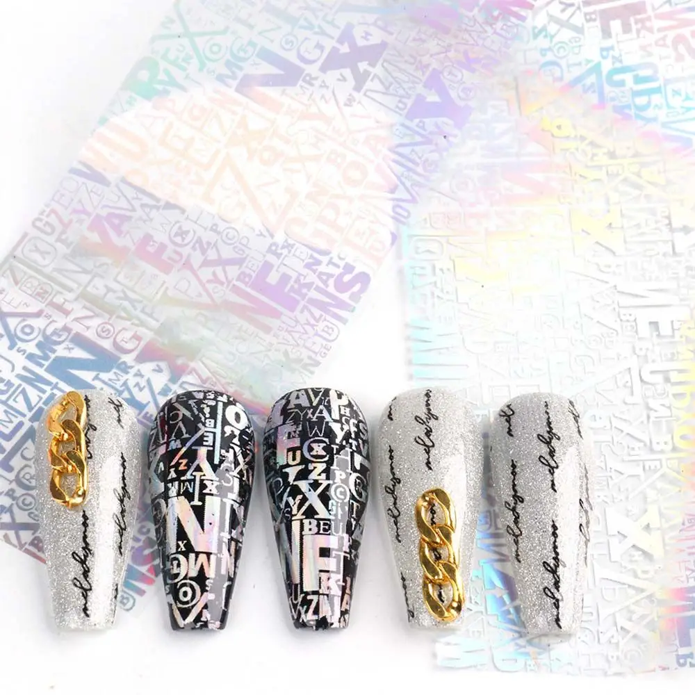 Art Decoration Geometric lines Holographic Nails Decals Laser Nails Stickers Water Transfer Stickers Mixed Transfer Nail Foils