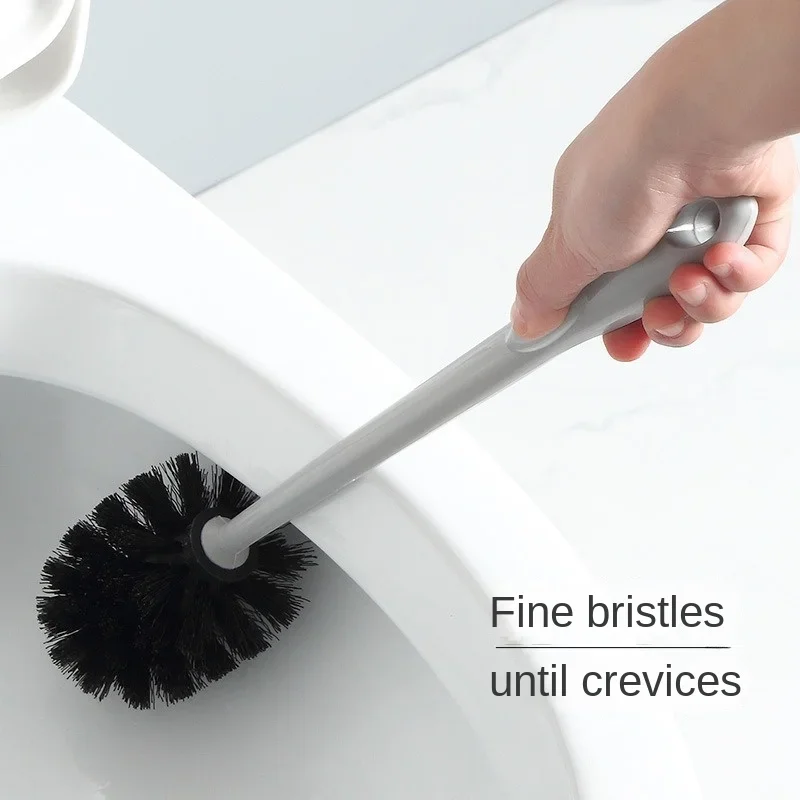 Toilet Brush Household Plastic Long Handle Toilet Brush Punch-Free Wall Hanging Floor with Base Toilet Brush Cleaning Set