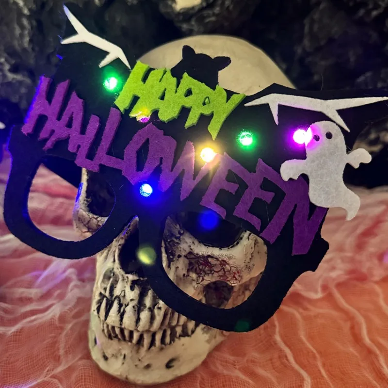 Halloween Glowing Demon Brillengestell Flash Ghost Witch Kürbis Brillengestell LED-Lichtleiste Festival Karneval Styling Requisiten