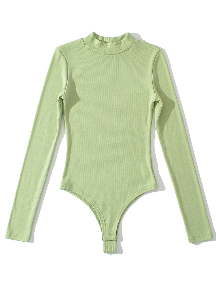 

Slimming Fce Lined Brued Fabric High Waist Trousers Women's Tight Fit Long Sve Jumpsuit Casual Commute Sle