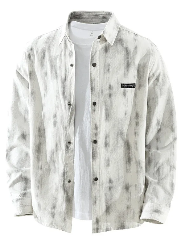 

Хлопковая рубашка с длинными рукавами в японском стиле, мужская свободная рубашка с воротником, повседневная, модная, с принтом, художественная, универсальная, удобная