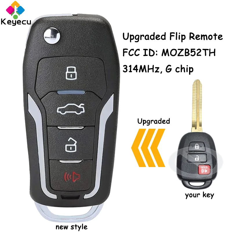 

KEYECU Upgraded Flip Remote Control Car Key With 314MHz G Chip for Toyota Yaris for Scion tC iQ 2014 2015 2016 Fob FCC# MOZB52TH