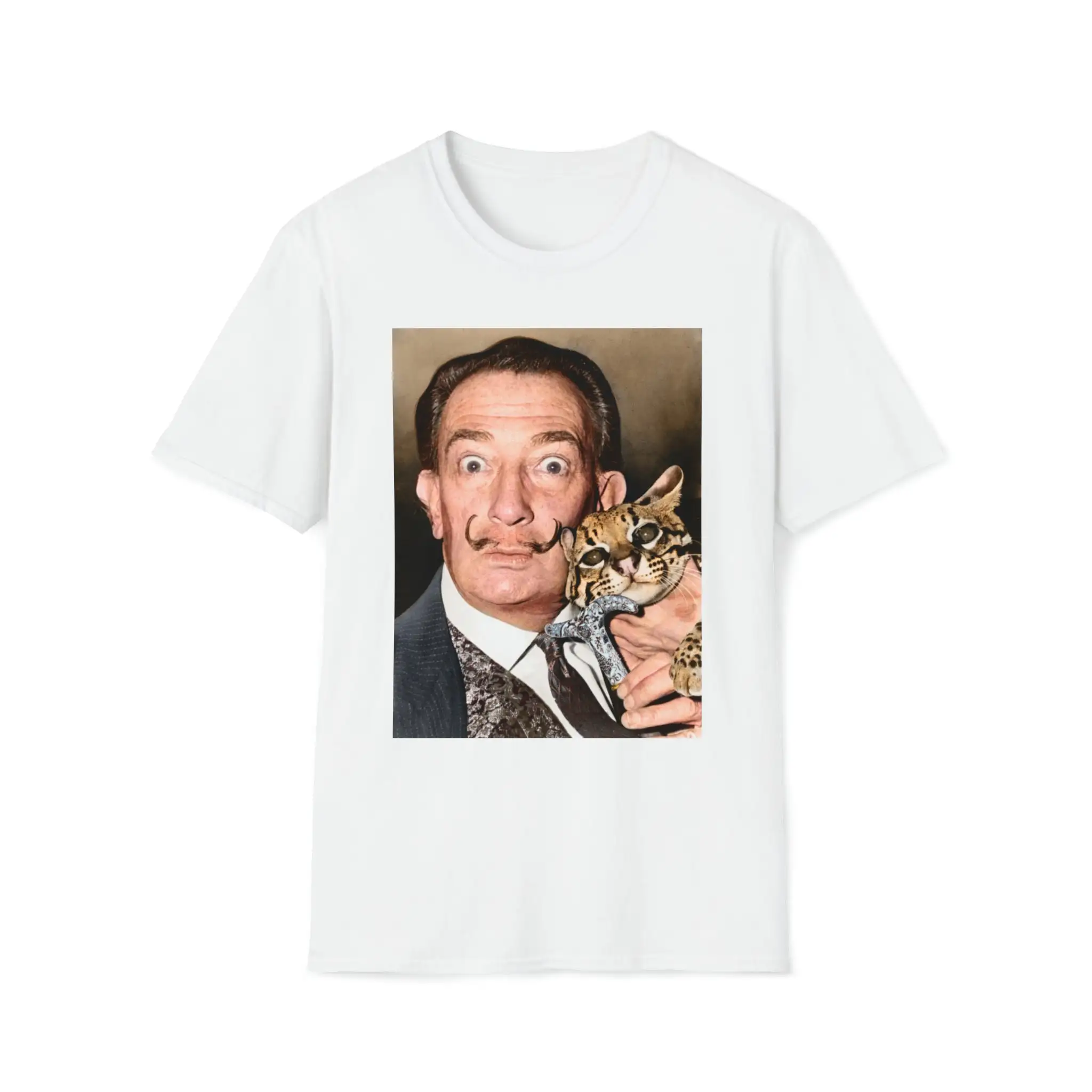 Salvador Dali T-shirt Dali With Ocelot Dali With Cat