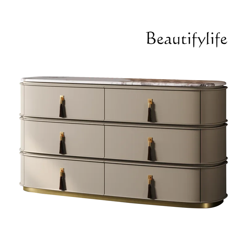 Light luxury six-chest bucket cabinet fashion marble senior bedroom bedside TV cabinet storage porch storage cabinet