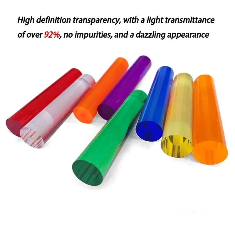 Colored Semi Transparent Acrylic Rod 3-50mm Diameter Solid Cylinder Custom Cut Service