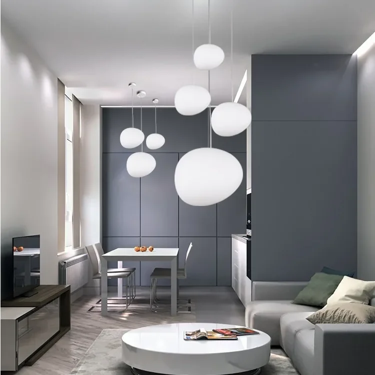 Italian Creative Pebbles Chandeliers LOFT High Living Room Duplex Stairs Bedside Restaurant Bar Goose Egg Lamp