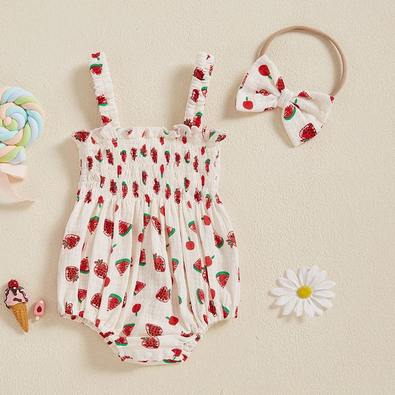 

Summer Toddler Girl Clothes Infant Baby Kids Girl Sleeveless Fruit Print Romper Jumpsuit Playsuit Sunsuit Outfits Clothes