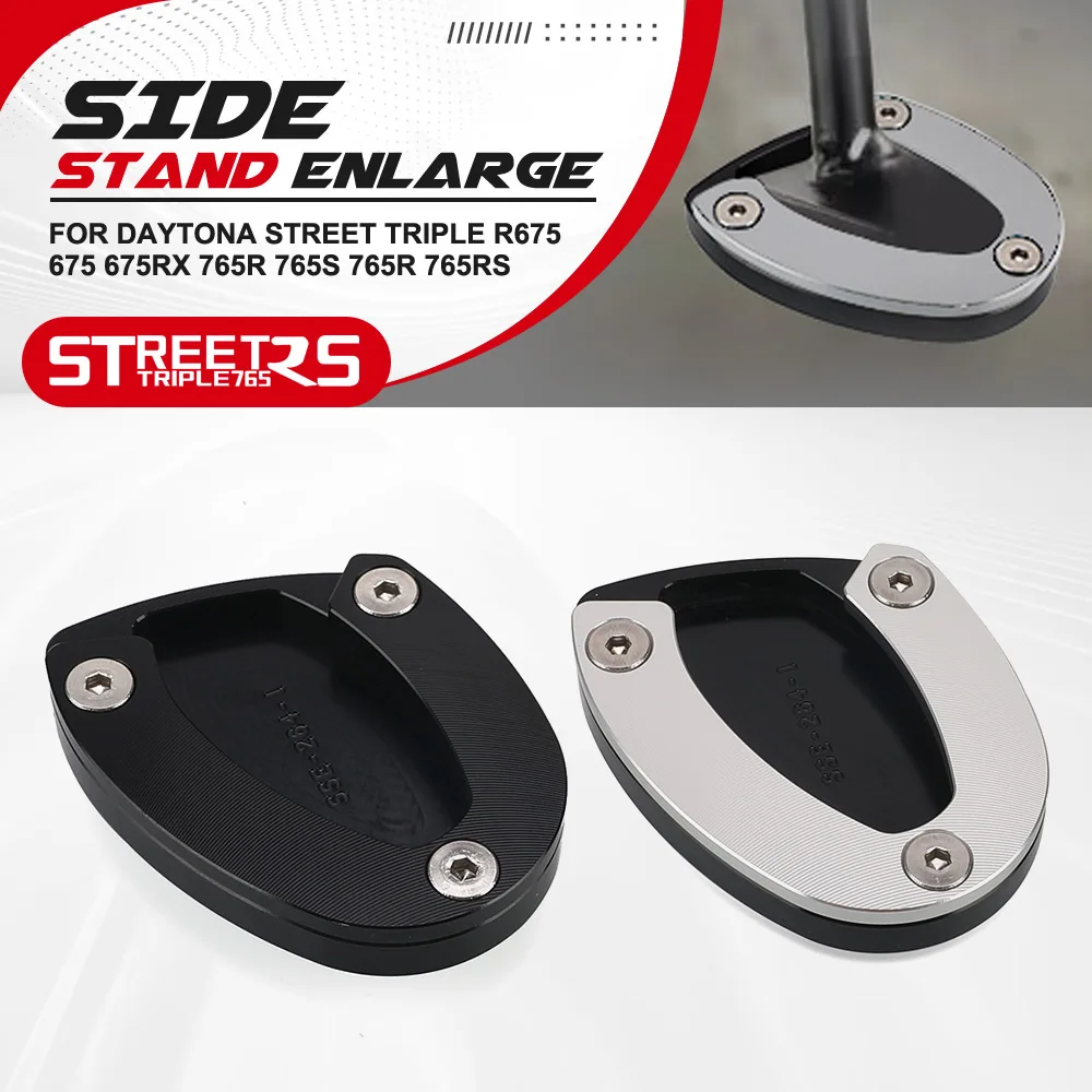 Für Daytona Street Triple R675 675 675RX 765R 765S 765R 765RS Motorrad CNC Seitenständer-Verlängerung Fußstütze Seitenständerplatte