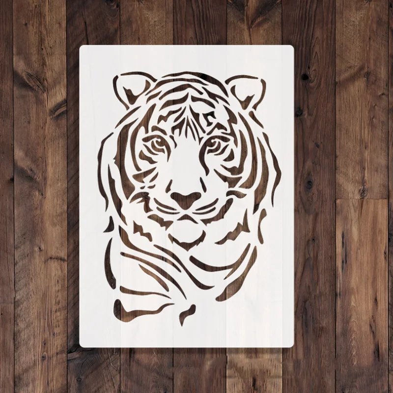 Imagem -05 - Stencils Reutilizáveis para Decoração de Parede Pintura Modelo com Leão Tigre Lobo Leopardo para Scrapbook Coloração Gravação Grafite Faça Você Mesmo 21x29.7cm