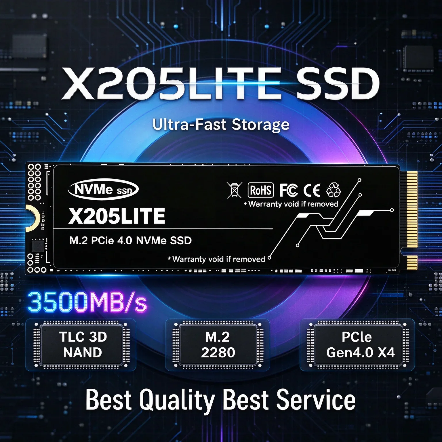 X205LITE Gaming SSD M.2 NVMe PCIe 4.0 2280 1TB 2TB 4TB TLC 3D NAND High Speed Solid State Disk for PS5 Desktop Laptop PC