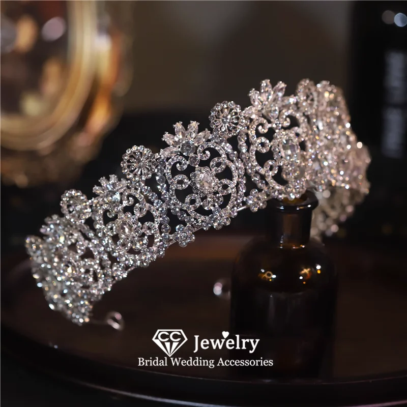 

CC Women Crown Wedding Accessories Engagement Hair Ornaments Bridal Headpiece 100% Handmade Flower Shape Diadems Jewelry AN454