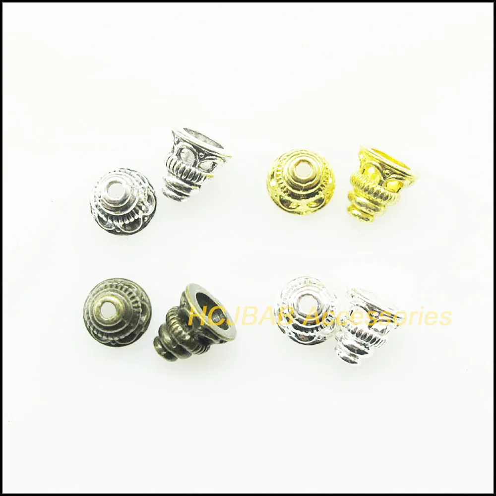 Moda 50 sztuk Retro tybetański srebrny Tone Antiqued złote z brązu kolor kwiat Spacer koraliki końcowe Charms 7.5mm