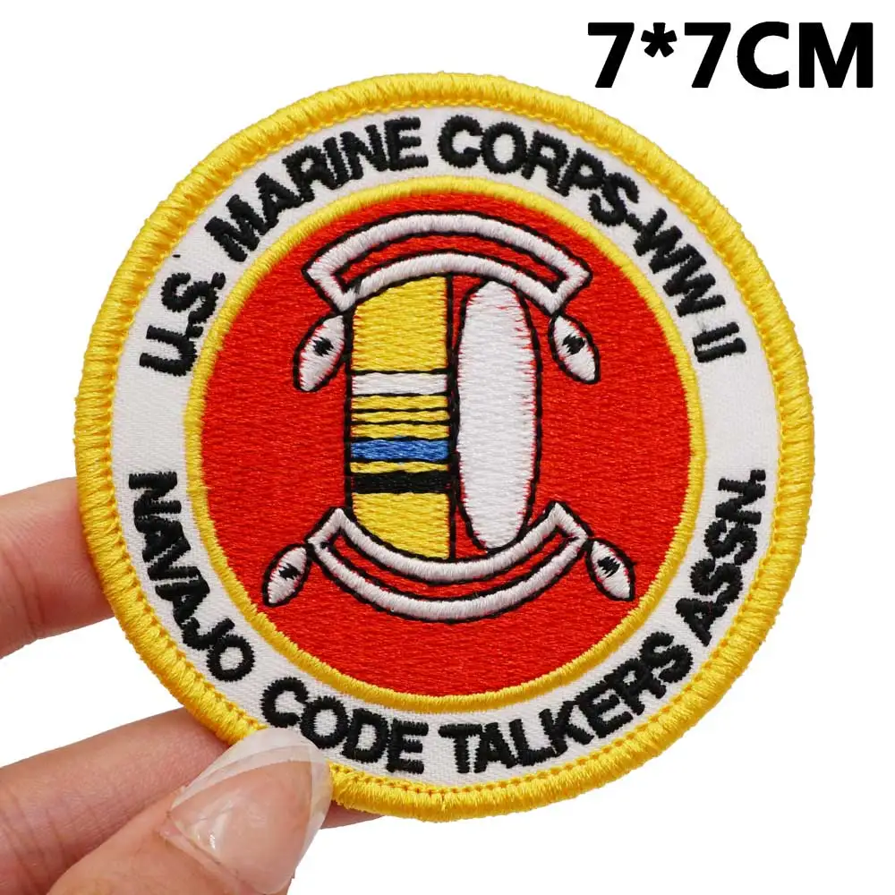 US MARINE CORPS WWII NAVAJO CODE ASSN Tactical Embroidery Patches with hook Backing for Backpacks Clothing military Accessories