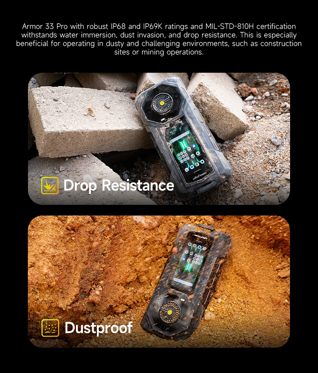 Ulefone Armor 33 Pro 5G Rugged Phone Smartphone Android 14 32GB+512GB 25500mAh Night Camera 64MP NFC Loud Speaker