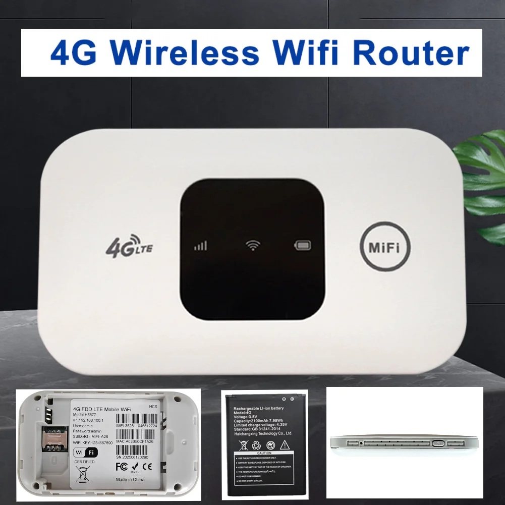 

4G Wide Coverage WiFi Router 4G Mobile WIFI Router 4G LTE Wireless Router with SIM Card Slot Wifi Hotspot 2100mAh MiFi Modem