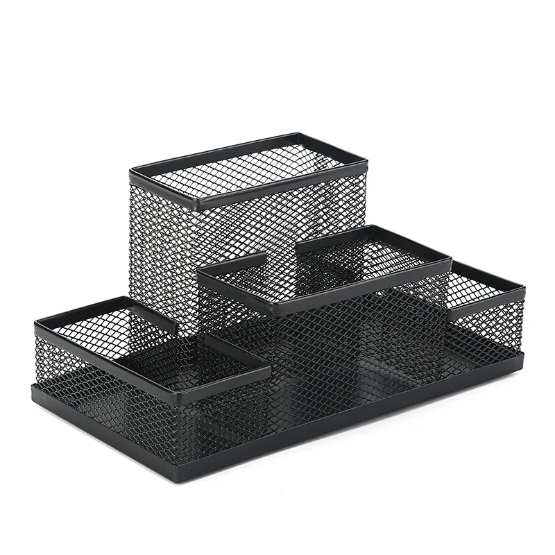 Desktop office supplies Multi-functional pen holder Wire mesh creative combination Stationery pen holder Medium high combination