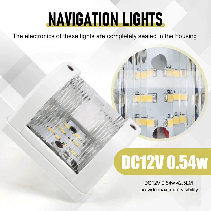 Boat 12V Navigation Lights White Stern Light Marine Safe Night Sailing Signal Lamp for Fishing Boat Yacht Pontoon-A14I