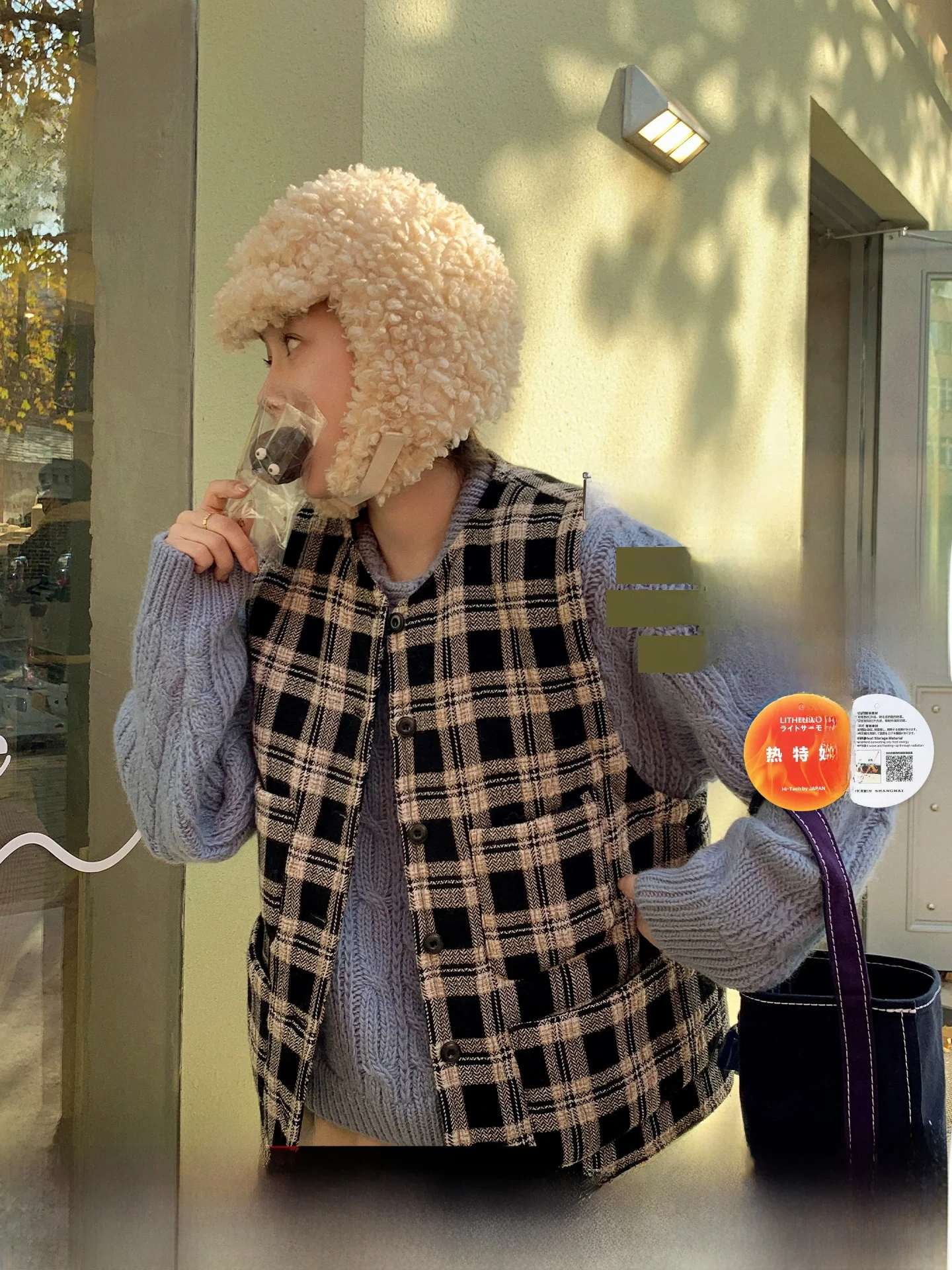 

Ribeelin Sisy Plaid Cotton Vest Women's Thi Warm Layering Retro Versatile Outerwear round Ne Single Button Closure