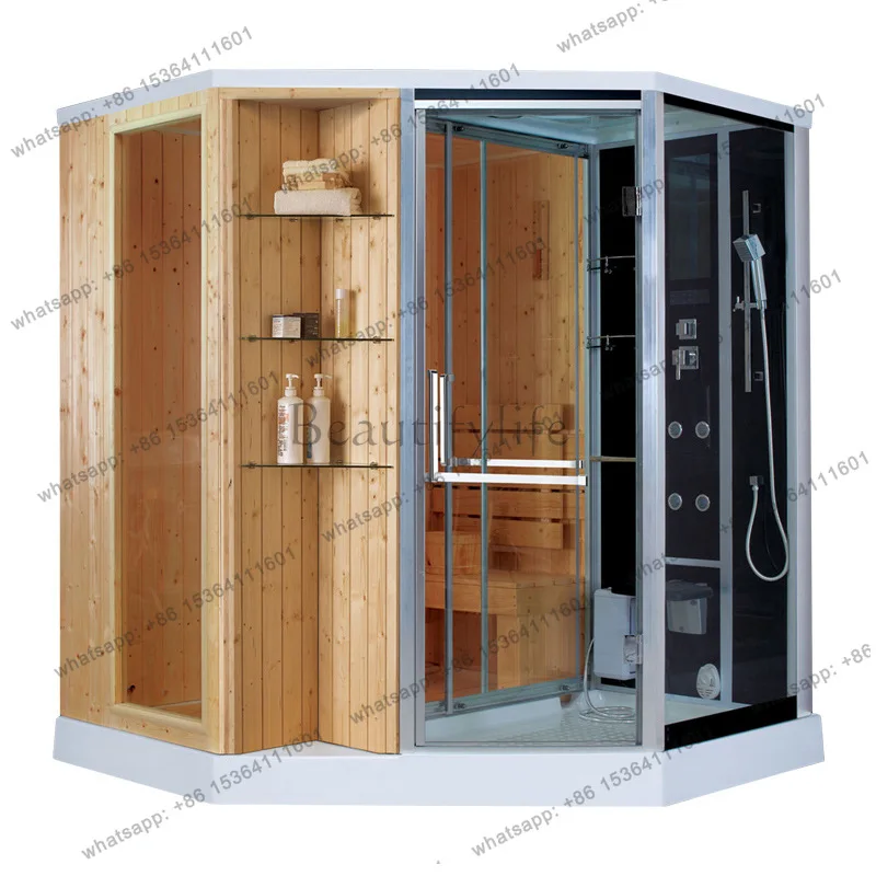 1800X1800X2280mm Dry and Wet Combined Steam Shower Enclosure Far- infrared Heating  Sauna Room