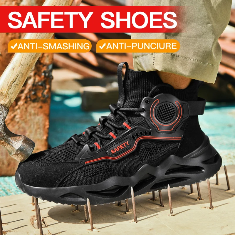 남녀 공용 스틸 토 안전화, 경량 내압 스틸 토 안전화, 견고한 작업화.