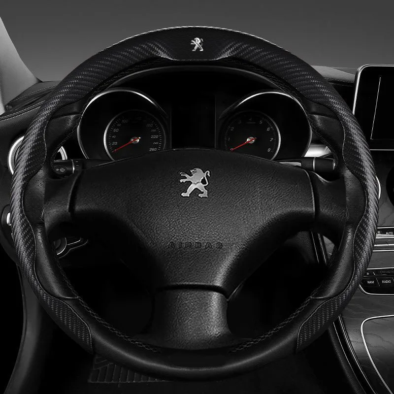 Housse de volant de voiture à motifs en Fiber de carbone, pour Peugeot 208 2008 308 3008 408 4008 508 5008 107 206 301 307 407, accessoires