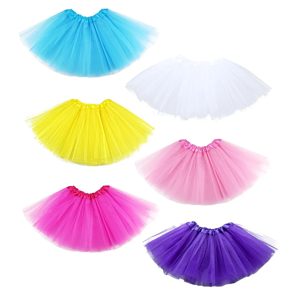 6Pcs Girl Ballet Tutu Skirt Chiffon Elastic Waistband Ballet Dance Practice Wrap Skirt for Kids Ages 2-8 Pink Yellow White Rose