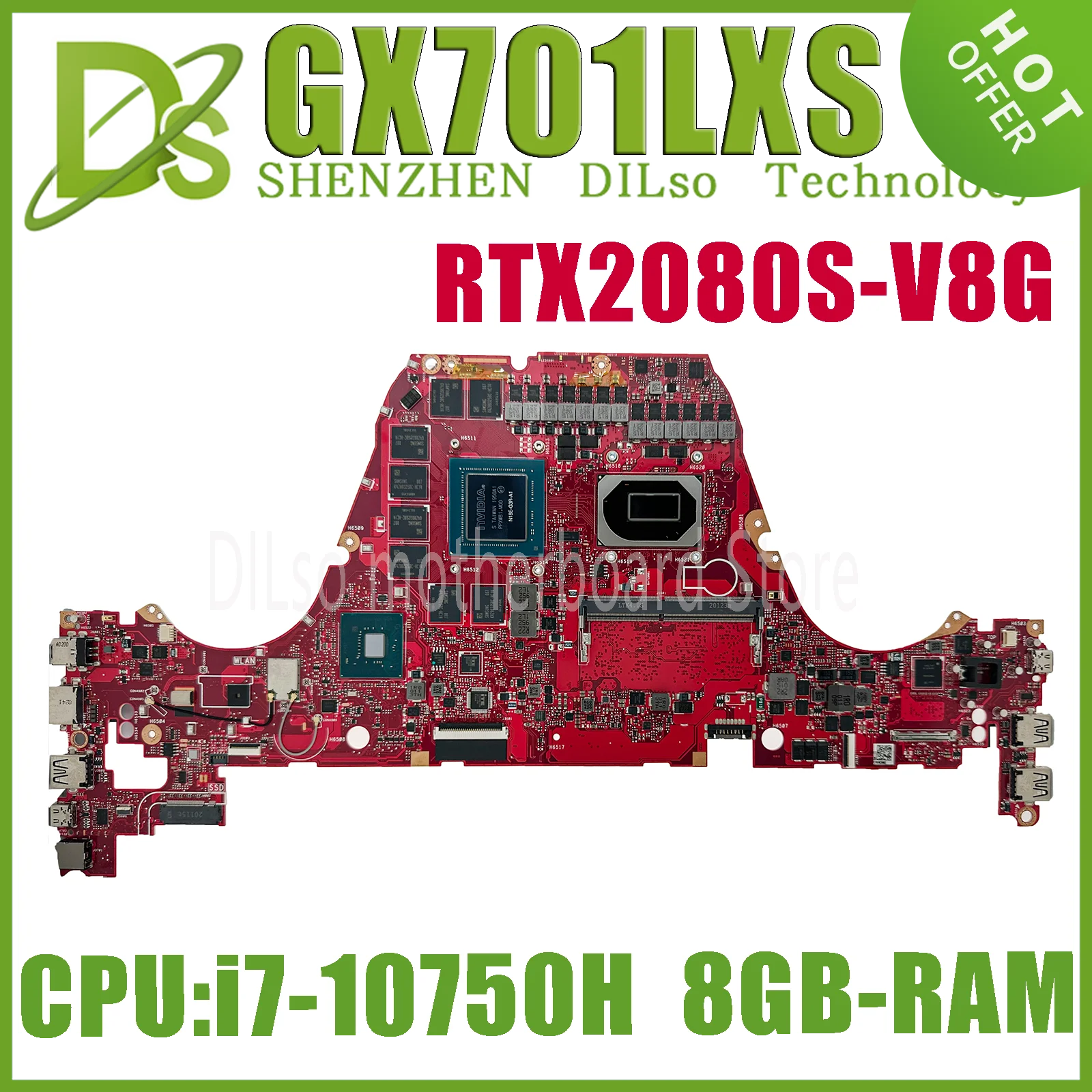 

KEFU GX701LXS Mainboard For Asus Zephyrus S17 GX701LXS GX70L Laptop Motherboard W/i7-10750H RTX2080S-V8G 8GB-RAM 100% Test OK