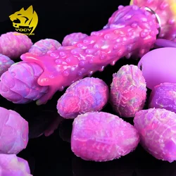 YOCY Inflated Ovipositor Toy Silicone Sex Toy For Women Men Luminous Anal Dildo With Five Eggs (No Logo)