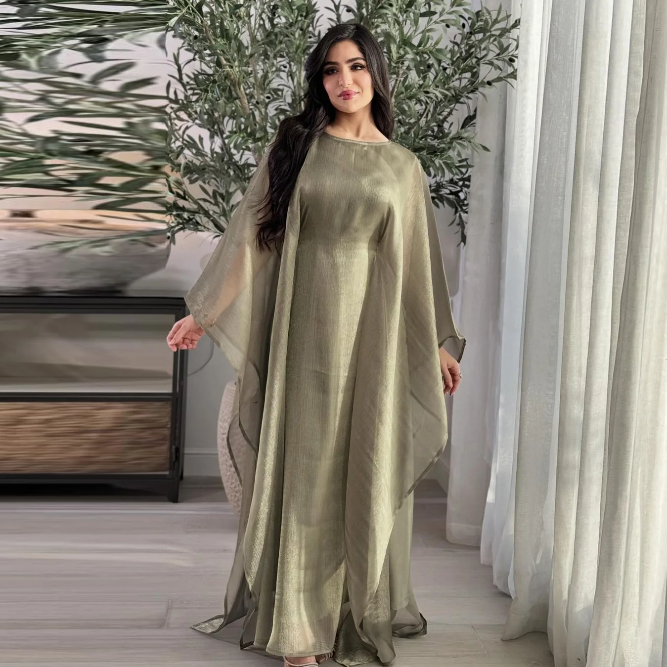 Eid Muslim Abaya for Women Bat Sleeve Dress Saudi Arabic Party Dress Ramadan Maxi Vestidos Morocco Kaftan Long Robe 2024