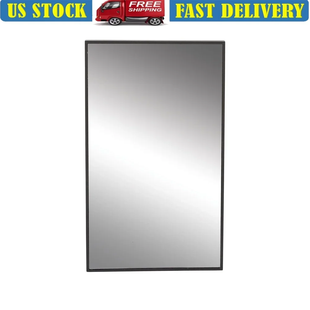 

Contemporary Black Wood Wall Mirror Thin Frame Indoor Use Reflective Glass Entryway Decor MDF Stability Fully Assembled 18x32