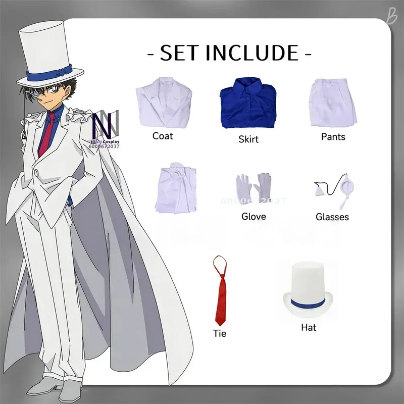 Disfraz de Anime Kuroba Kaito, uniforme de carnaval, disfraces de Halloween para fanáticos, juego de rol, conjunto completo para Cosplay Love