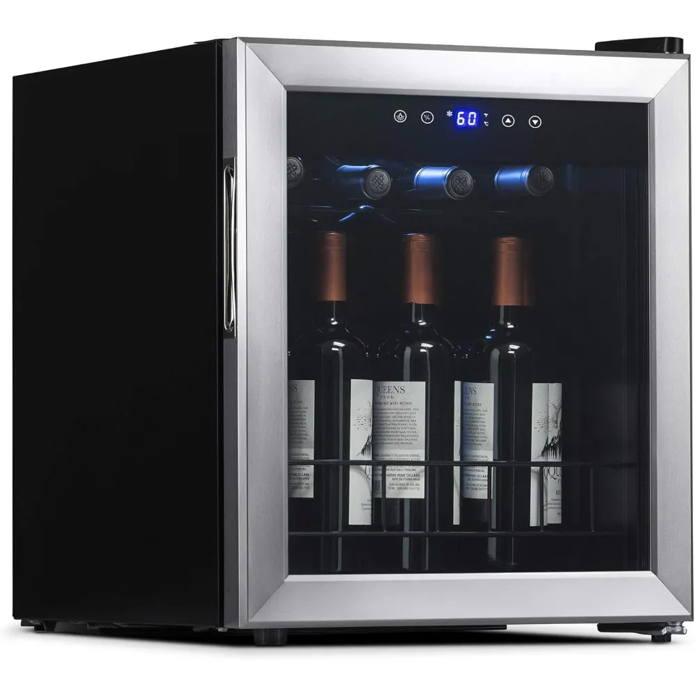 Compact Wine Cooler Refrigerator, 16 Bottle Capacity, Freestanding Countertop Wine Cellar in with UV Protected Glass Door