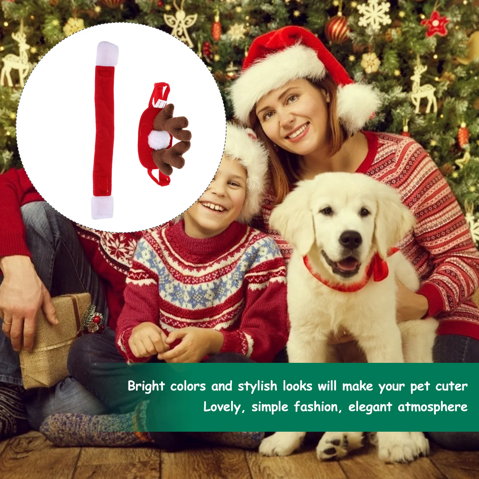 

1Set Xmas Dog Antler Hair Clasp Pet Decorative Collar Christmas Party Pet Xmas Accessories Dog Decorative Neckerchief