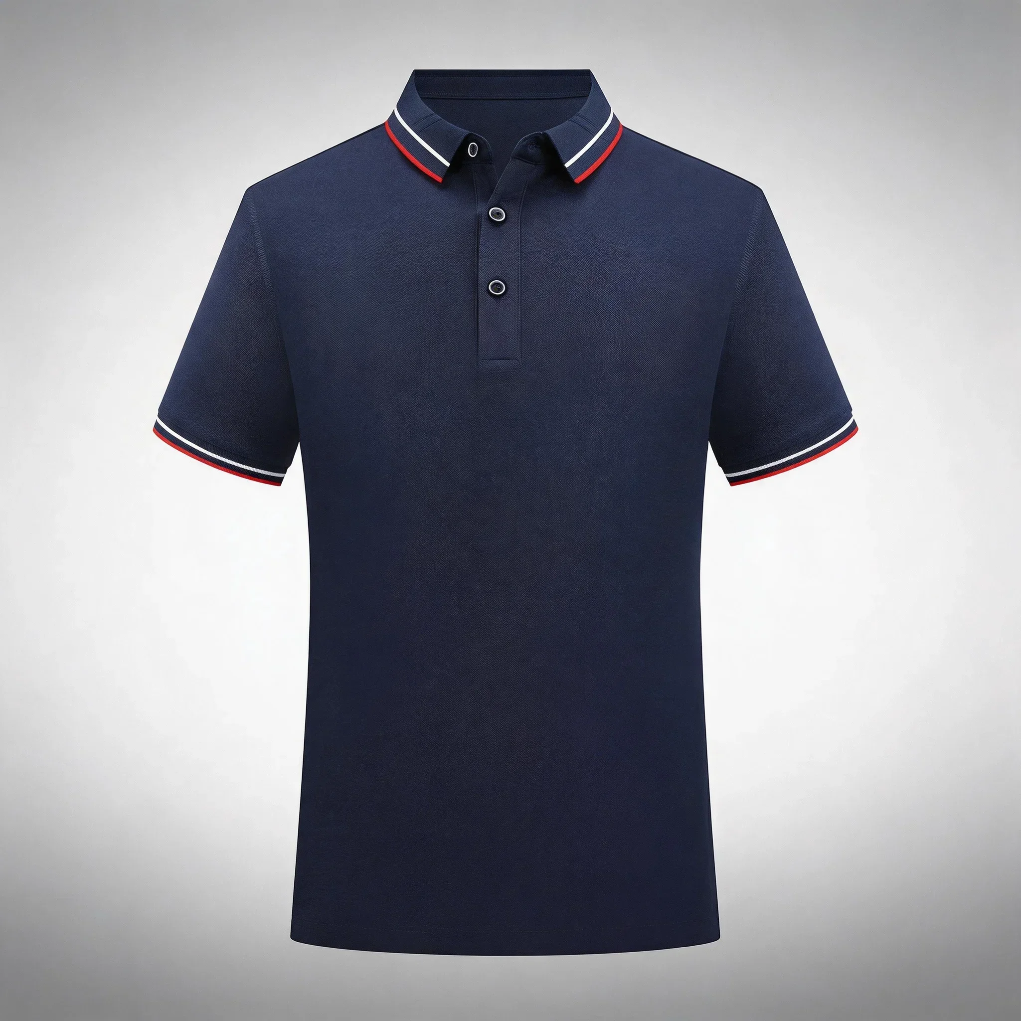 

Men's Short Sleeve Polo Shirt Navy Blue Contrast Tipped Collar Pique Knit Casual Business Polo Shirts
