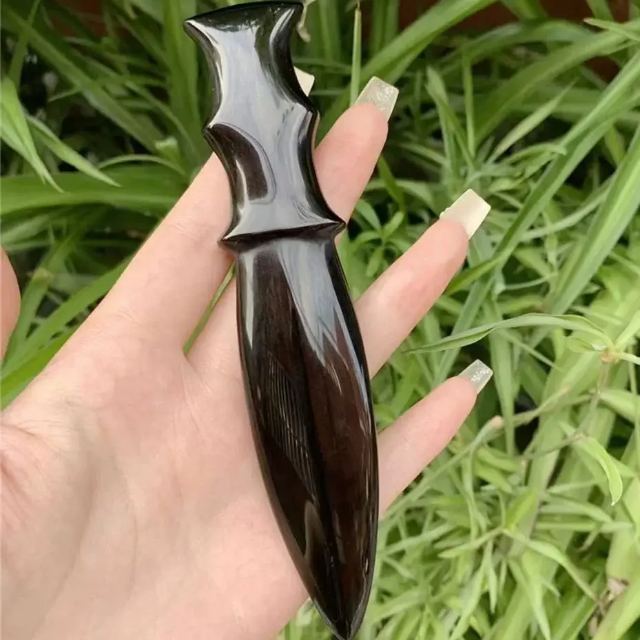 Wholesale Hot Sale Obsidian Crystal Crafts  Sword Polished Crystal Dagger Obsidian Knife Talisman